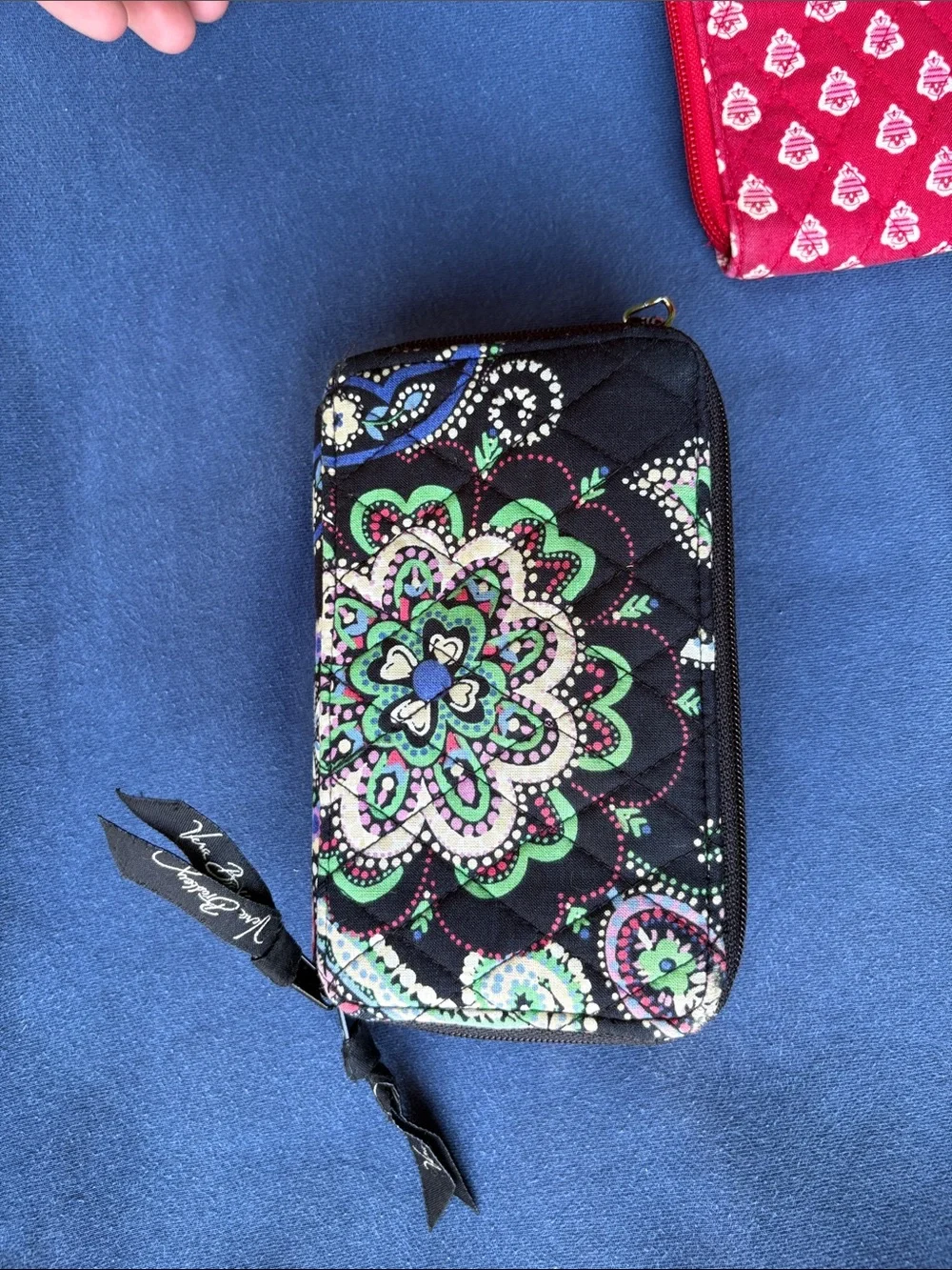 Vera Bradley Red Quilted Zip Wallet with Black Paisley Accent - Picture 12 of 12